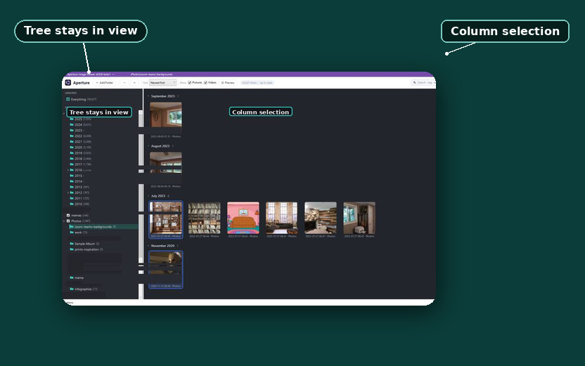 Aperture navigates like Explorer
